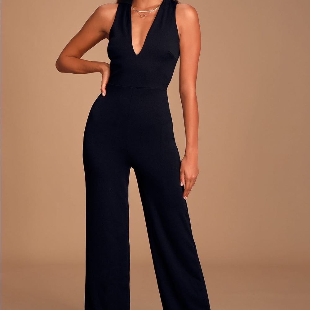 Thinking Out Loud Black Backless Jumpsuit Size S